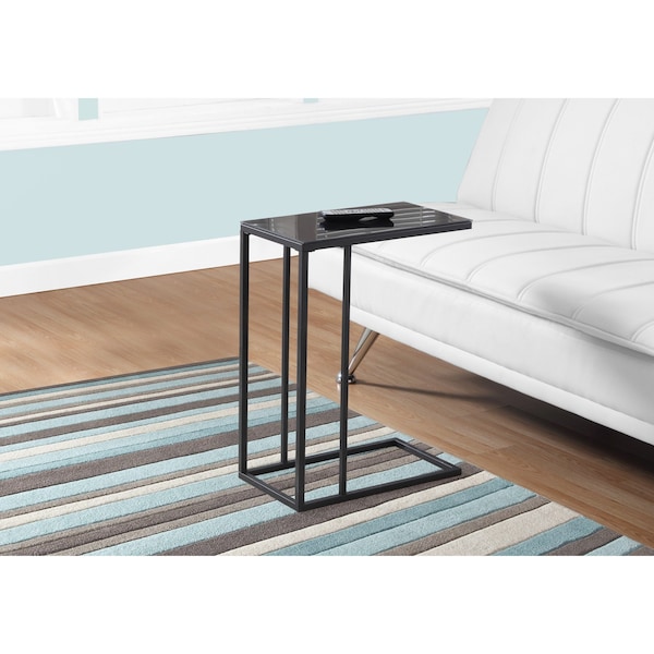 Accent Table - Black Metal / Black Tempered Glass